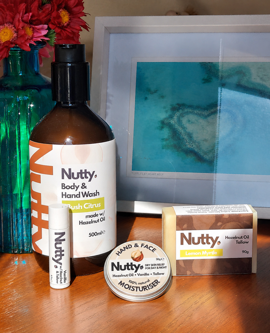 Nutty Gift Pack | Lip Balm, Hand & Body Wash, Tallow Soap & Nutty Moisturiser
